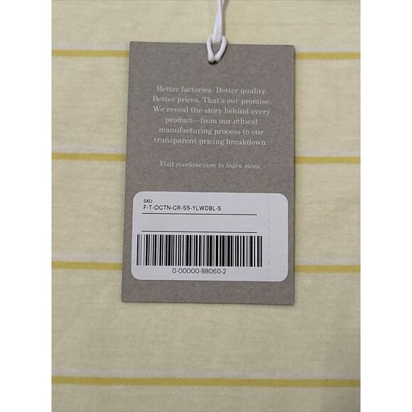 Everlane Womens Small Yellow Striped Organic Cotton Crewneck Tee T-Shirt NWT - Picture 6 of 9